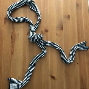 Skinny Black and White Striped Scarf